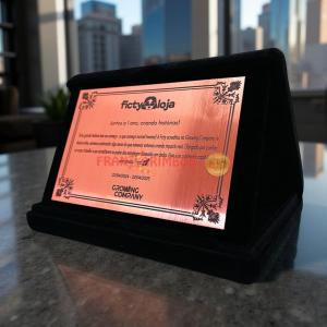 Placa de Homenagem Cobre 15x10cm Personalizada (Estojo Preto, Gravação a Laser) ABS Cobre 15x10cm Gravação a laser (Preto) Estojo de Veludo Preto com Aba Expositora Corte a Laser Reto 